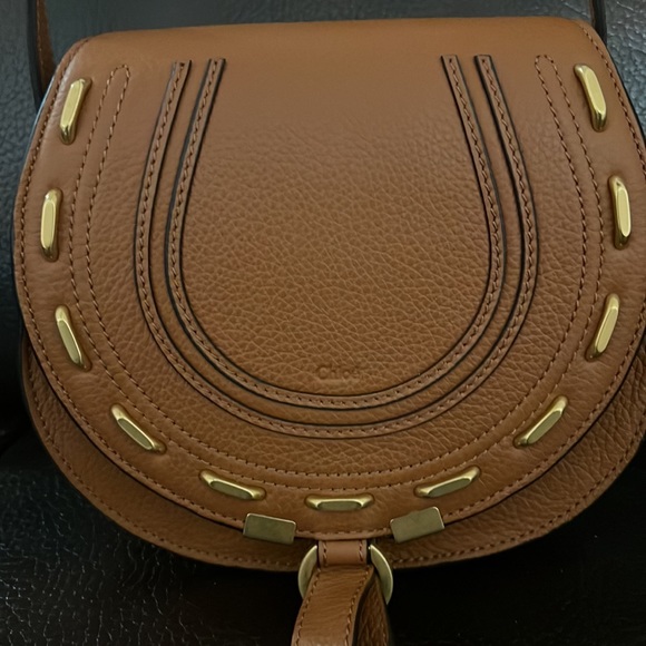 Chloe tan studded leather Marcie saddle crossbody bag NWT - Picture 7 of 14